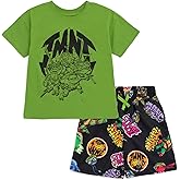 Teenage Mutant Ninja Turtles Birthday Drop Shoulder T-Shirt and Shorts Outfit Set Toddler to Big Kid Sizes (2T - 10-12)