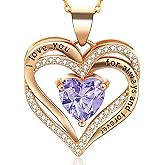 CJUDE Necklace for Women, Heart Infinity Birthstone Jewelry Gift for Women, Birthday Anniversary Heart Necklace for Wife Girlfriend Mom Daughter