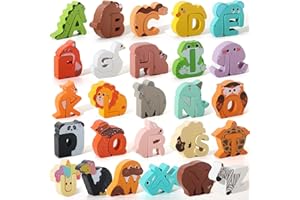 BESTAMTOY 52 Pieces Matching Game, Wooden Alphabet Animal Puzzles for Toddlers, ABC Peg Puzzles for Kids Ages 3-5, Preschool Learning Activities Toys