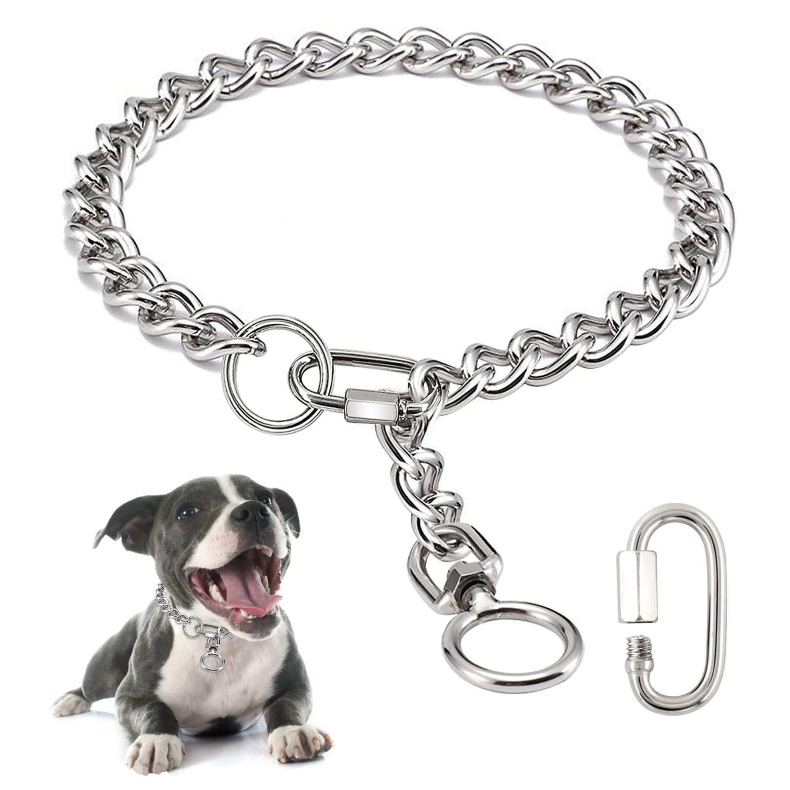 Chain Dog Collar, Stainless Steel Metal Chew Chain Collar with Connecting Clasp for Small Medium Large Dogs (S, A) — image 1