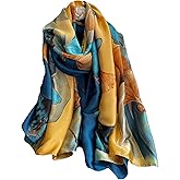 Aufeel Fashion Scarves 100% Satin Silk Scarf Long Lightweight Sunscreen Shawls Wraps for Women Hair Scarves