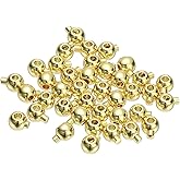 uxcell 40 Pcs Round Crimp Beads, 3.2mm Copper Spacer Beads Connectors Loose Beading Findings End Stopper for Earrings Necklaces Bracelets Pendant DIY Crafts, Light Gold