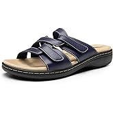 DREAM PAIRS Womens Slides Arch Support Slip on Flat Sandals Comfort Plantar Fasciitis Soft Cushion Slippers With Adjustable Straps