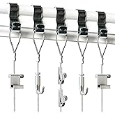 Picture Rail Molding Hooks and Wire - 5 Pack - Includes Silver Rail Hooks, Wire Cables and Adjustable Frame Hangers
