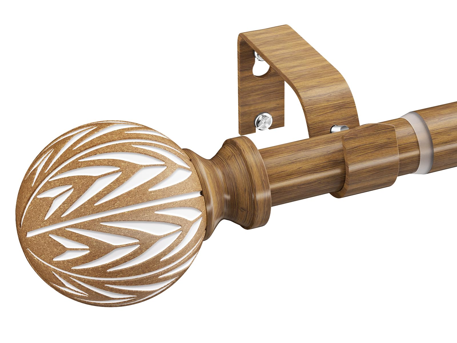 Photo 1 of (missing pieces) KVEEO Wood Curtain Rod Adjustable, 18 to 45 Inch Boho Curtain Rods for Windows Heavy Duty Decorative