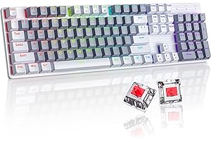 RISOPHY Wireless Mechanical Keyboard, Triple Mode 2.4G/USB-C/Bluetooth Gaming Keyboard, 104 Keys Programmable, Customize RGB Backlit, Red Switch, Bicolor PBT Keycaps, Rechargeable Wired for Laptop PC