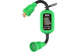 EyGde 4 Prong 30Amp to 30 Amp Twist Lock Adapter, RV/Generator NEMA L14-30P to L14-30R, 5000J Surge Protector with Circuit Analyzer, Extension Cord with LED Indicator for Trailer Campers