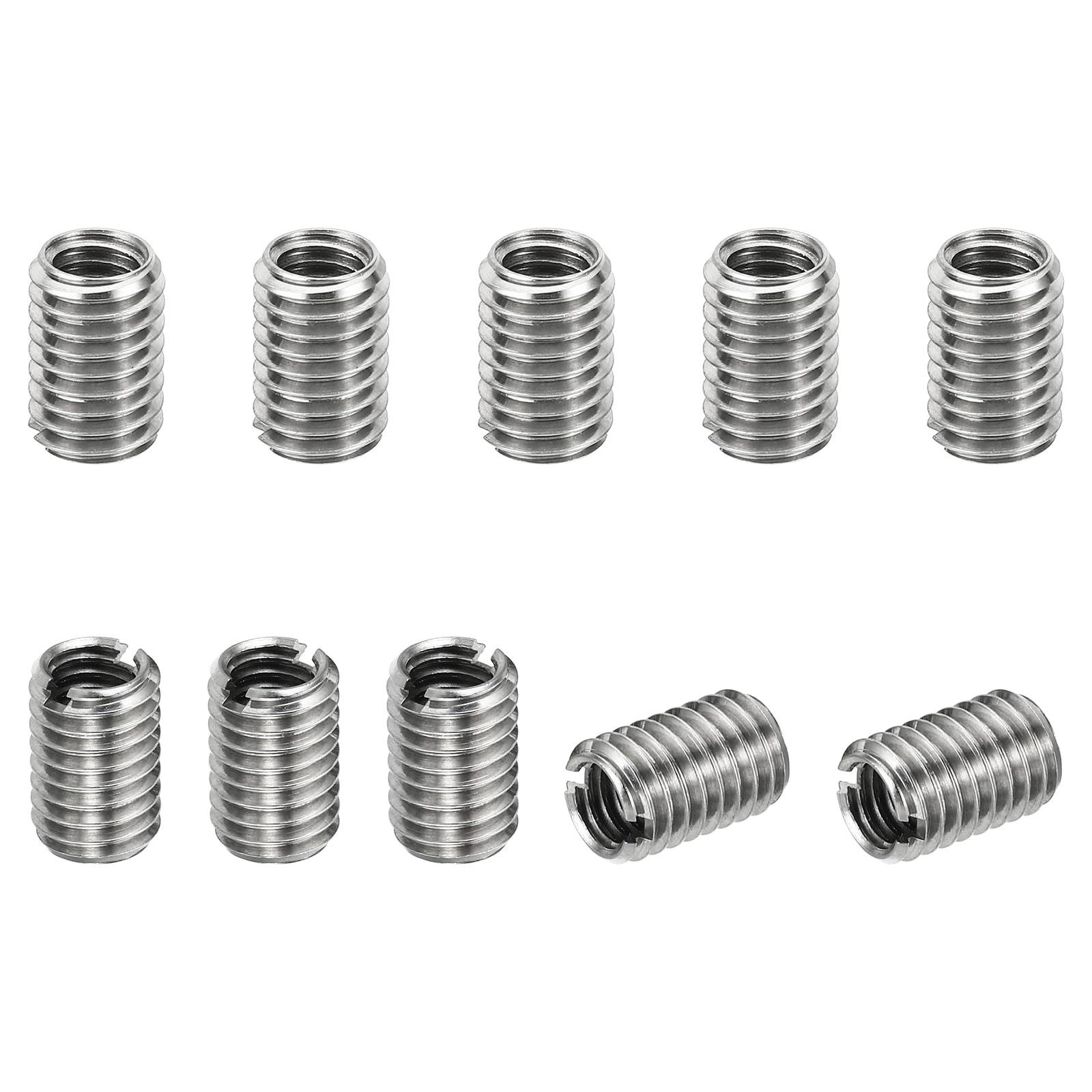 PATIKIL Thread Adapters Sleeve Reducing Nut, 10 Pcs M8*1.25 Male to M6*1 Female Repairing Insert Nut Screw Reducer Conversion Stainless Steel Fastener 12mm — image 1