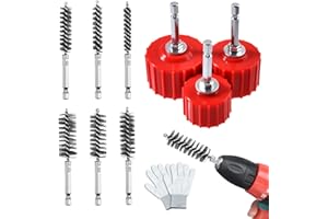 SPEEDWOX 9pcs Copper Pipe Cleaner Set for Power Drill Inside Metal Shavings Pipe Cleaning Tool for Drill Cleaning Brushes wit