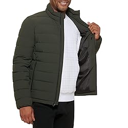 DKNY Men's Light-Weight Quilted Stand Collar Puffer