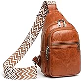 Small Sling Bag for Women Backpack Crossbody Fanny Pack, Chest Bag with Adjustable Strap, Waist Pack for Traveling Brown