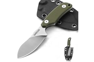 Omesio Small Fixed Blade Knife with Sheath & Clip - 2.56" D2 Steel Blade, G10 Handle - Compact EDC Tactical Knife for Camping