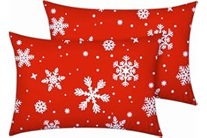 YIYEA Christmas Standard Pillow Cases Set of 2, Ultra Soft Double Brushed Microfiber Pillowcases Standard, Christmas Snowflake Bed Pillow Covers, Fade Resistant, Easy Slip-On (20"x26")