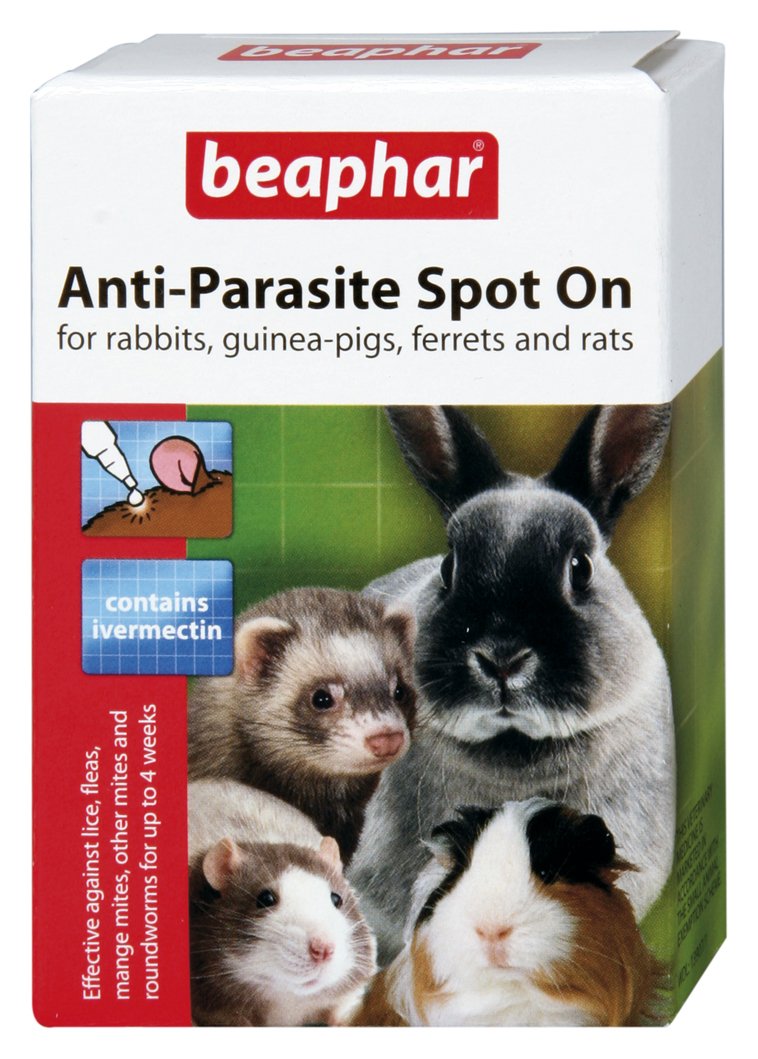 Beaphar - Anti-Parasite Spot-On - For Rabbits, Guinea Pigs, Ferrets, & Rats Weighing Over 300 g - Kills Lice, Mice, Fleas, & Roundworms - Vet Strength Treatment - 4 Pipettes