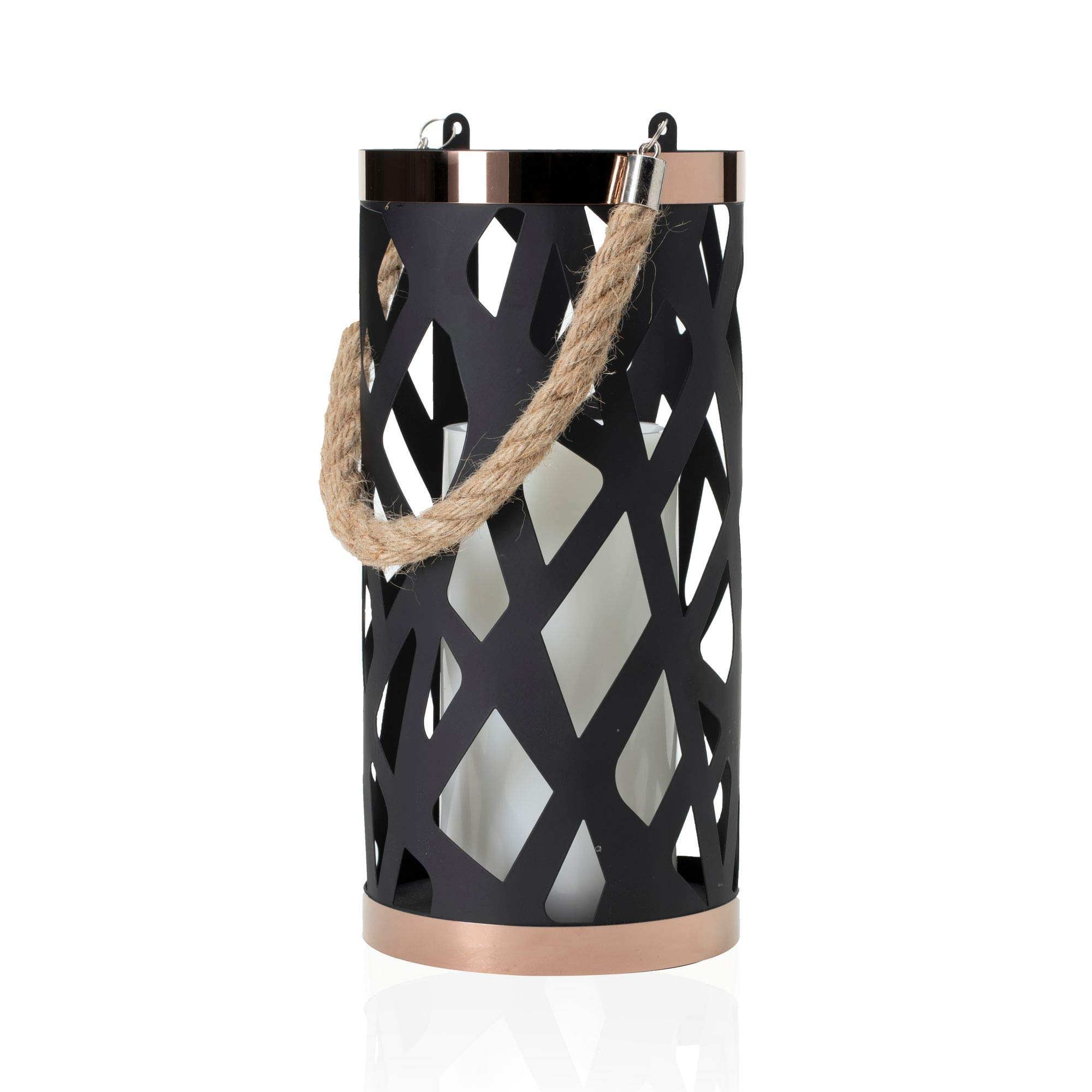 Pauleen Lantern Soul 48012 LED Candle Flickering Effect Warm White Outdoor Lantern Decoration Black White IP44 Splashproof Metal/Plastic for Garden and Balcony