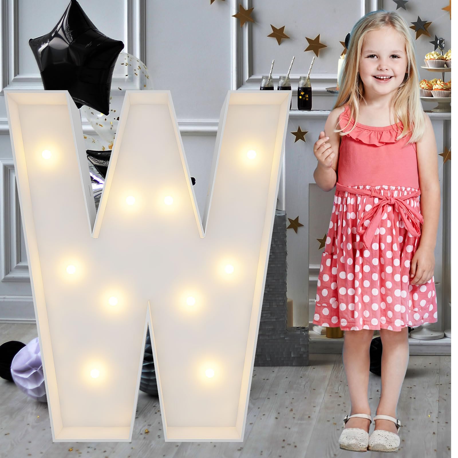 Photo 1 of 3FT Marquee Light Up Letters W, Big Marquee Letter for Baby Shower Birthday Engagement Wedding Marry Me Party Decor
