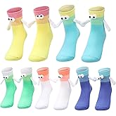 Jspupifip 5 Pairs Magnetic Crazy Sock, Hold Hands Fun Cartoon Socks Novelty Gifts for Men Women