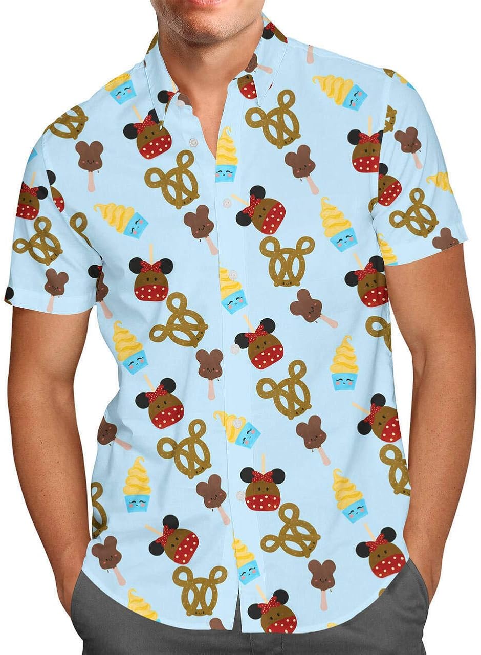 Men's Button Down Short Sleeve Shirt Snack Goals Disney Parks