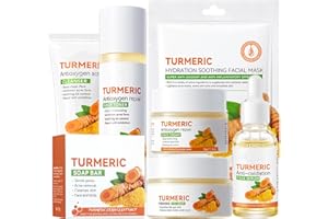 ETUANXI Turmeric Skin Care Set, 11 Pcs Turmeric Skin Care Kit, Skincare Set with Turmeric Face Wash, Turmeric Soap, Toner, Face Serum & Face Cream, Eye Cream, Mask, Facial Kits for Women Mens