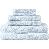 Tommy Bahama - Bath Towels, Soft & Absorbent Cotton Towels, Oeko-Tex Certified (Art of Palms Blue, 6-Piece)