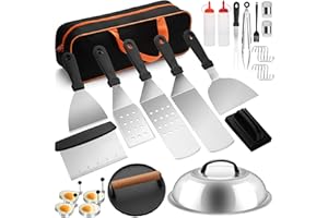 29PCS Griddle Accessories Kit, Flat Top Grill Accessories Set, Flat Top Grill Accessories Tools with Metal Spatula Set, Burge