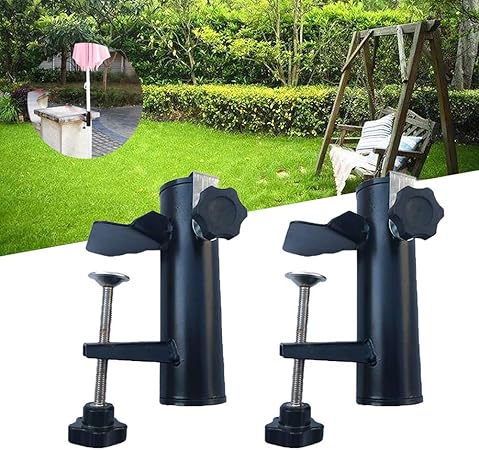Amazon Com N Outdoor Umbrella Mount Holder Patio Bench Buddy Deck Umbrella Holder Umbrella Stand Clamp Holder Clip Portable Parasol Holder Umbrella Mount Holder A Black 2 Pack Garden Outdoor