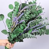 Dried Eucalyptus Stems &amp; Lavender Flowers for Shower &amp; Decor, 115 PCS, 17'' | Preserved Eucalyptus for Shower Hanging, Real Natural Eucalyptus and Lavender, shower eucalyptust, Fragrance, Decor