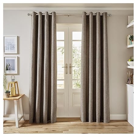 Tesco Basketweave Eyelet Curtains Mocha 66 X 72 Amazon Co