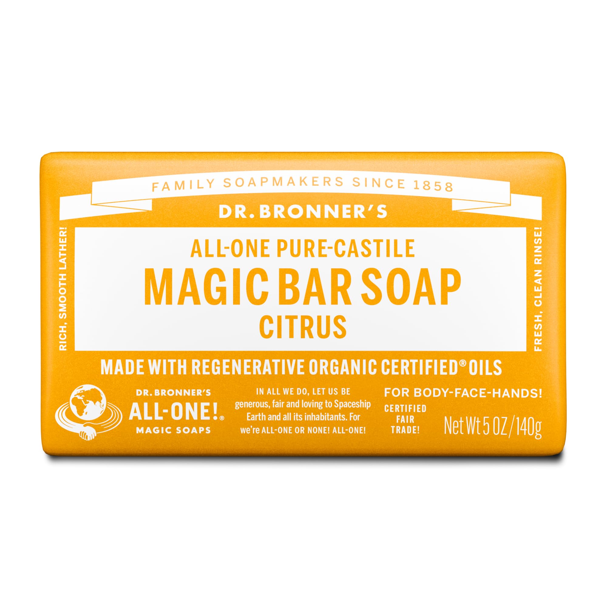 Dr. Bronner's Citrus Bar Soap Made with Organic Ingredients 140 g