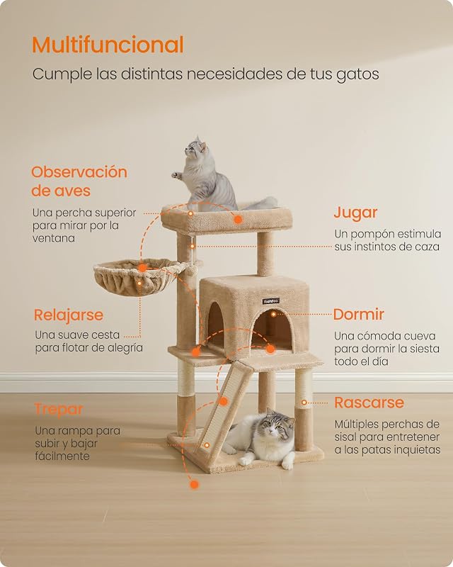 Árvore para gatos, torre para grandes felinos, castanho camelo PCT051K03