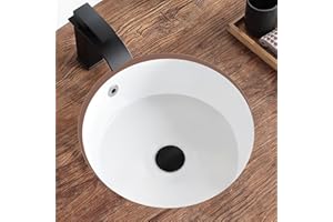 KDKSC Undermount Bathroom Sink 16 Inch Small Verticyl Round Undermount Sink White Ceramic Under Counter Bathroom Vanity Sink with Overflow（Internal Size 14"x14"）