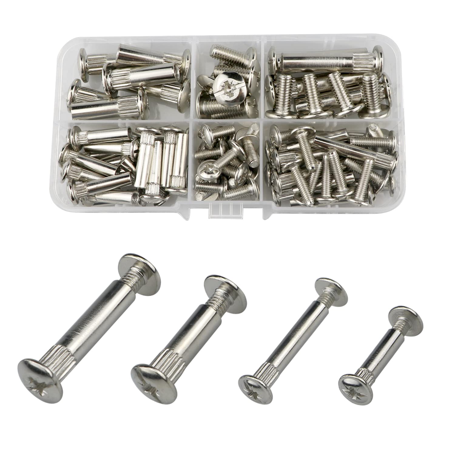 M5,M8 Connecting Bolts Screw Set,40 Sets of Furniture Connector Fastener Attachment Bolts with Sleeve for Fixing Furniture,Door Handle,Frame,Wood,Metal,Cabinet,Bookshelf (20/25/29/35mm)