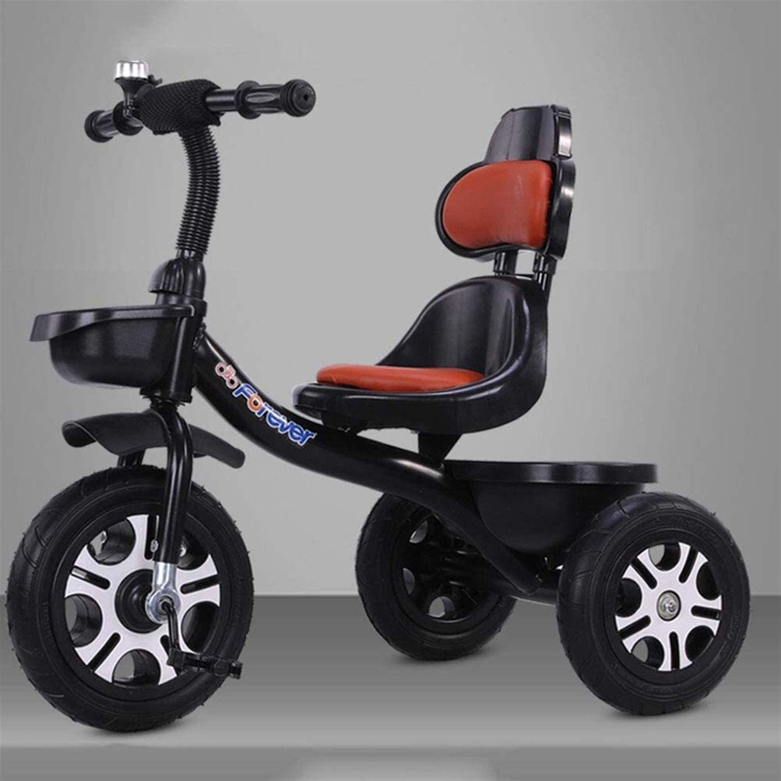 Children's Tricycles, Kindergarten Baby Bikes with Storage Baskets, Available in Five Colors, High Carbon Steel Frame |Rubber Solid Titanium Empty Wheel,Color:White (Color : Black)