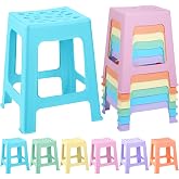TURSTIN 6 Pack Plastic Stools 16.9 Inch 6 Macaron Colored Nesting Stools Portable Backless Bar Stool Flexible Seating Chairs for Classroom Office Home