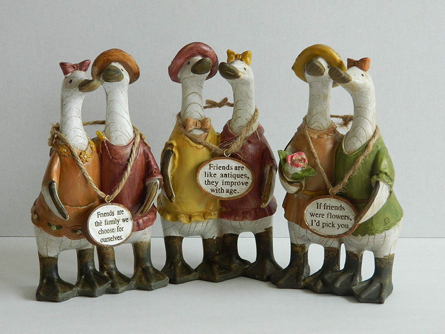 SET OF 3 FRIENDS MESSAGE DUCKS NOVELTY GIFT ITEM ORNAMENT