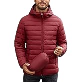 COOFANDY Mens Packable Puffer Jacket Lightweight Hooded Insulated Winter Coat Windproof Zipper Down Jacket