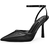QIY Closed Toe Ankle Strap Heels Women Pumps Pointed Toe Heeled Sandals for Women Stiletto Wedding Dress Shoes