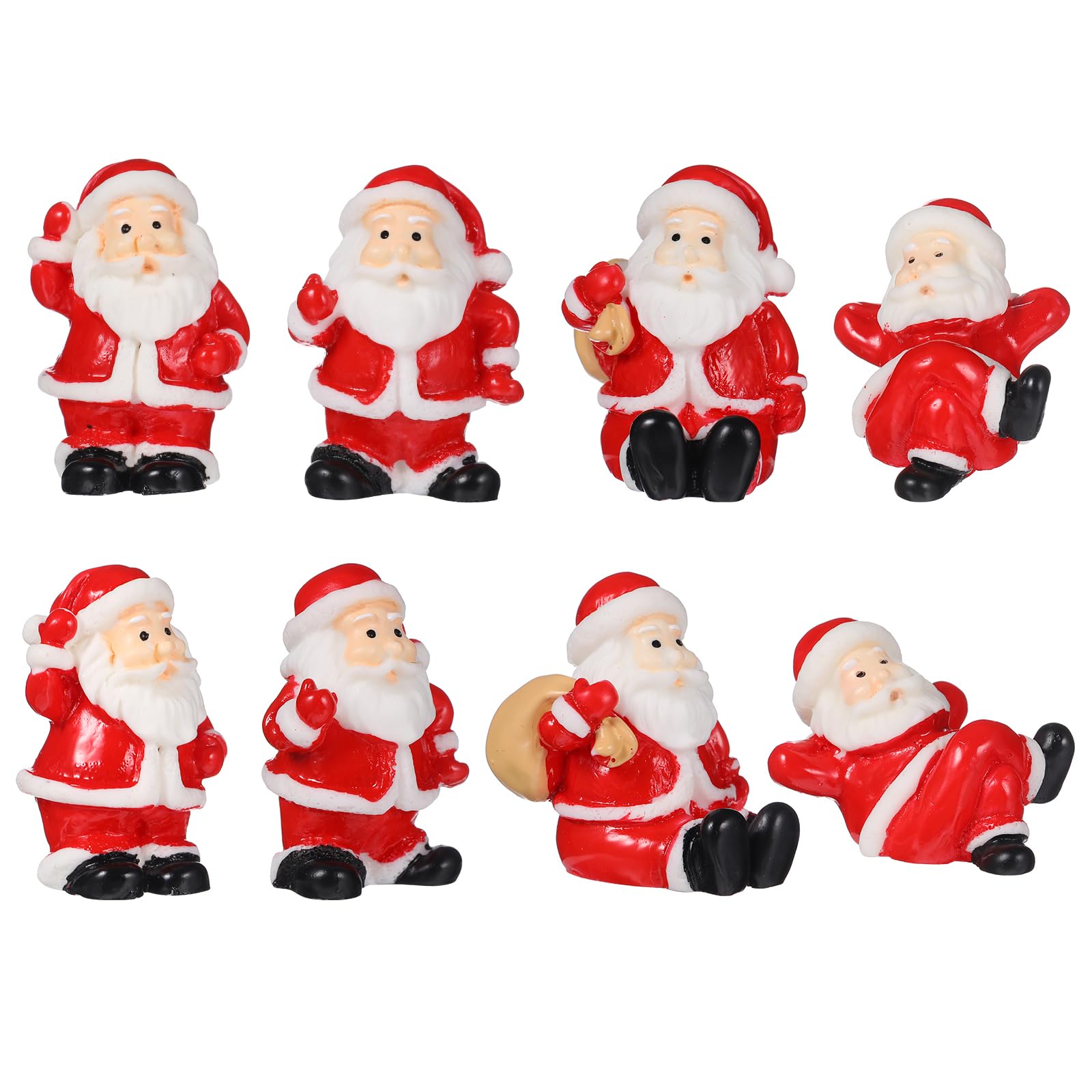 Cabilock 12pcs Lovely Santa Claus Statue Ornament, Mini Christmas Santa Figure Bulk Ornament Micro Landscape Decorations Resin Christmas Ornaments for Xmas Party Supplies