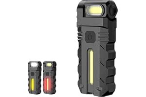 180° Rotating Head LED Work Light, 800 Lumens Super Bright Rechargeable Mini Light, Portable Flat Magnetic Flashlight with Ke