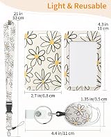 Uniclife Floral Sliding Badge Holder with Retractable Reel White Flower view 4