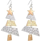 Christmas Earrings for Women,Vintage Acrylic Christmas Tree Earrings Creative Colorful Crystal Christmas Eearrings Party Jewelry Festival Decoration