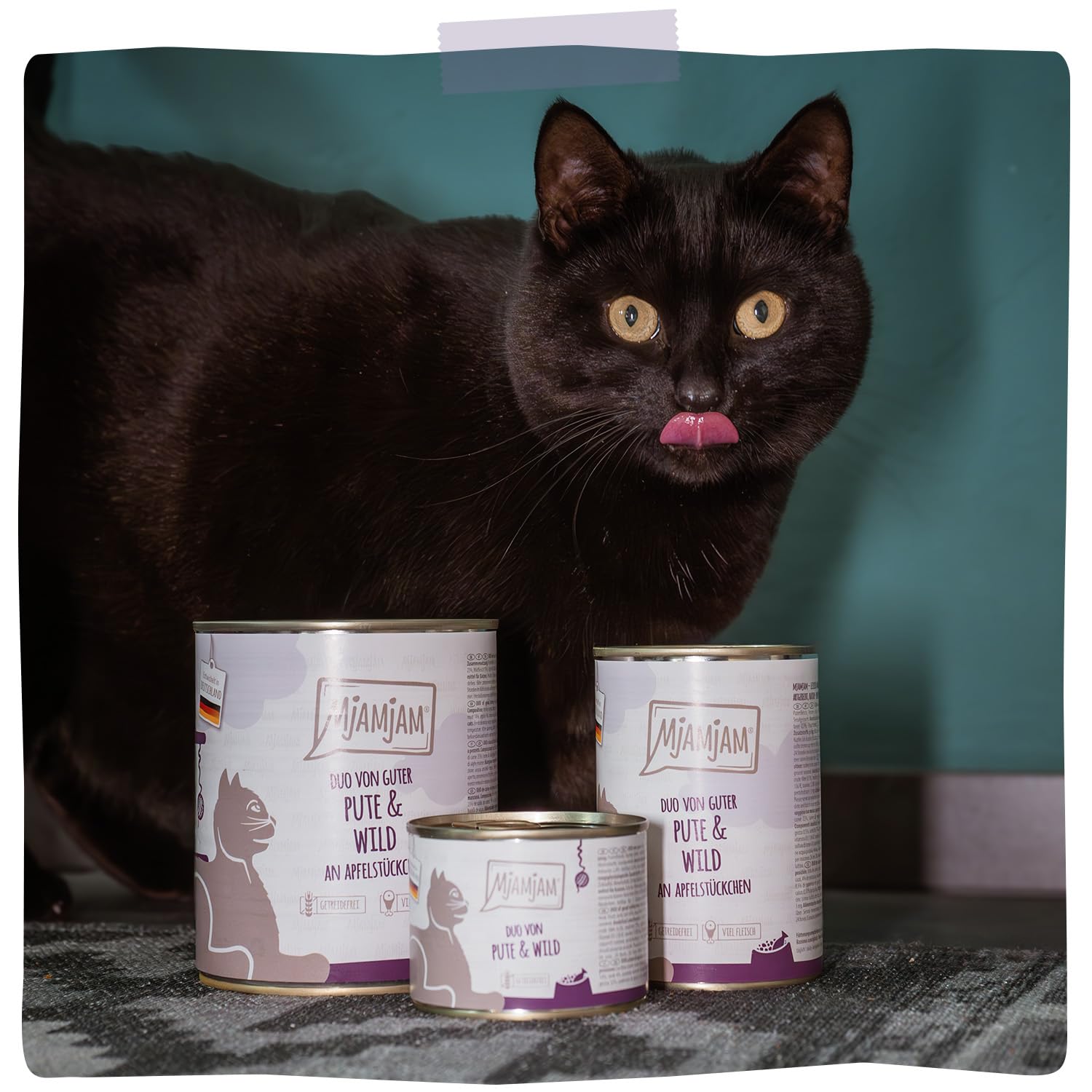 MjAMjAM - Premium Nassfutter für Katzen - DUO von guter Pute & Wild an Apfelstückchen, 6er Pack (6 x 400g), getreidefrei mit extra viel Fleisch 6