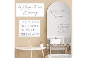 Watersay 2 Pcs Welcome to Our Wedding Mirror Decal Vinyl Lettering Decal Sticker Removable Letters Wedding Decals for Mirrors Glass Window Sign Marriage Decoration(Black)