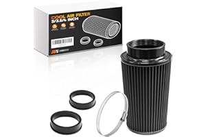 ROGIERRA 3/3.5/4 Inch High Performance Cone Air Filter,76mm 89mm 101mm Universal Clamp,On Washable & Reusable Closed Top Cool Air Intake Filter for Cars, Motorcycles, Racing Sport Vehicles(Black)
