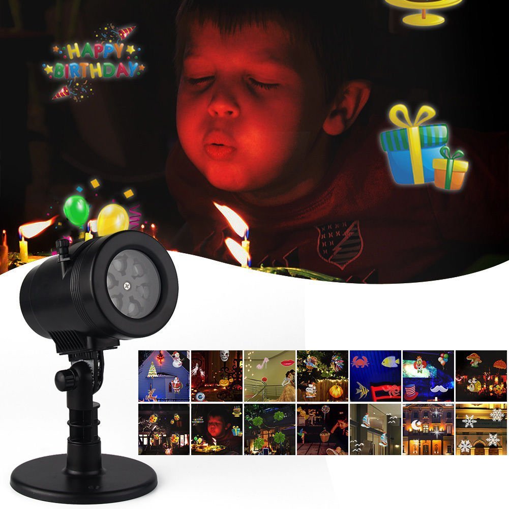 Weihnachten Landschaft Lichter, 14 Muster Outdoor rotierenden Licht Scheinwerfer, Garten LED wasserdichtes Licht für Weihnachten Party Geburtstag Urlaub Landschaft