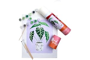 Pink Picasso Kits Mid Century Modern Paint by Number for Kids Ages 8-12 | DIY Beginners Kids Craft Kit Acrylic Paint Canvas Painting Kits as Seen On Shark Tank | (Just Leafy) 8x10-Paint Kit Set