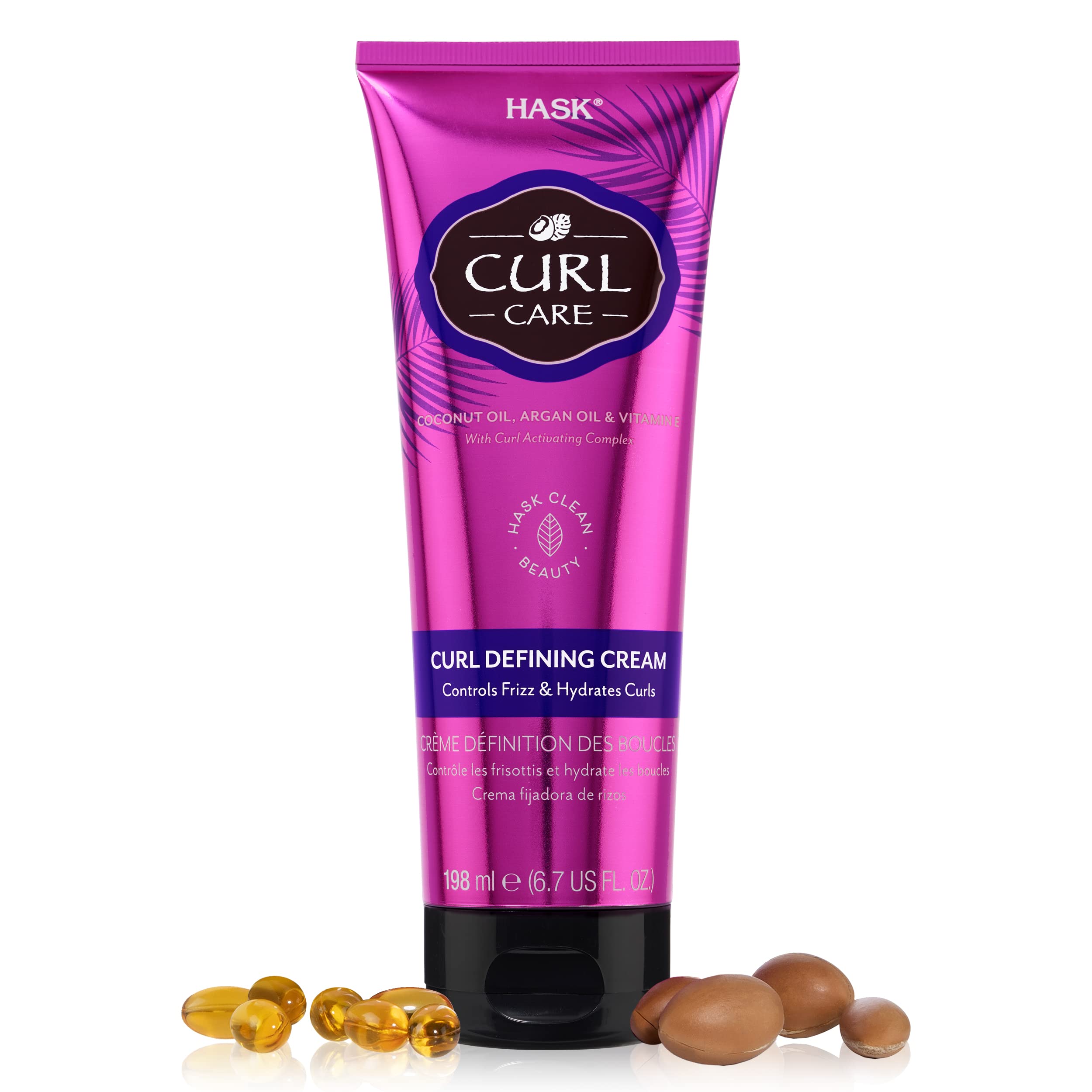 HASK Curl Care Curl Defining Cream for curly hair, vegan formula, cruelty free, color safe, gluten-free, sulfate-free, paraben-free - 1 198 ml Tube