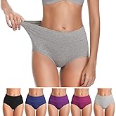 ASIMOON Womens Cotton Underwear Breathable Stretch Postpartum Panties Full Coverage Ladies Briefs Multipack