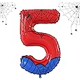 40 Inch Giant Spider Theme Number Foil Balloons - Large Number 5 Balloons for Kids' Birthday Anniversary Party Decorations Supplies (Numbers 0-9 Available)