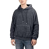 CHICASIMIR Mens Fuzzy Sherpa Hoodie Sweatshirts Fleece Front Pocket Pullover Fall Outwear Winter Hooded